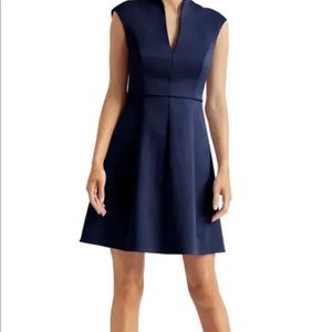 Halston Heritage Navy Fit and Flare Dress 4